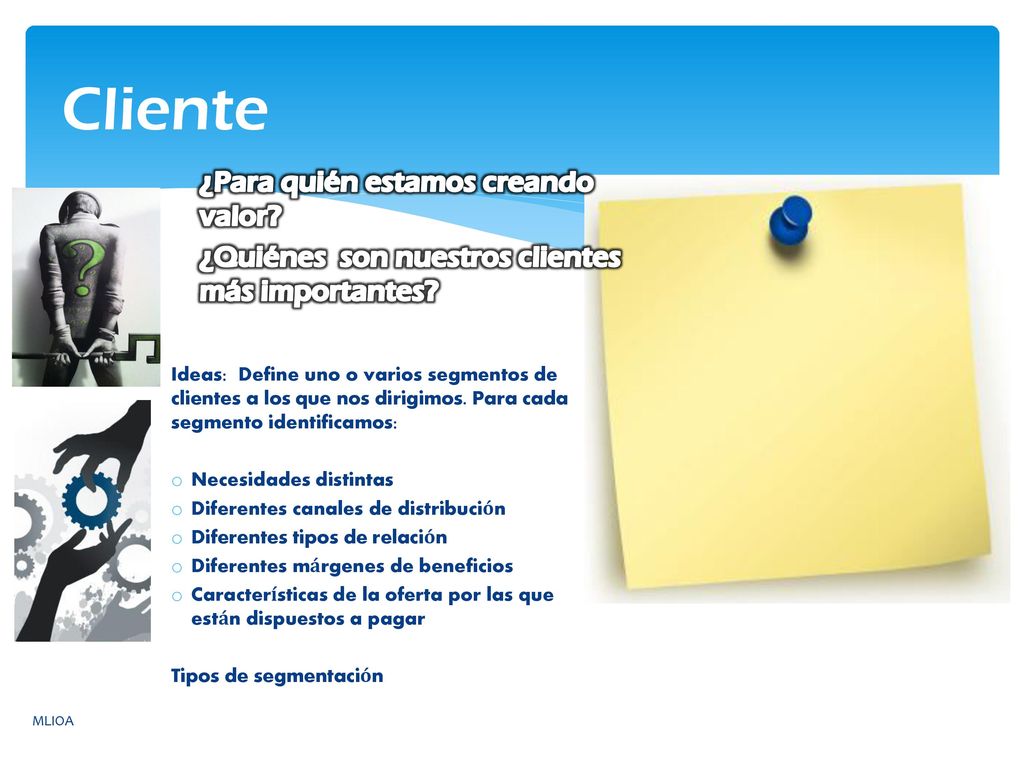 Cliente ¿Para quién estamos creando valor ¿Quiénes son nuestros clientes más importantes