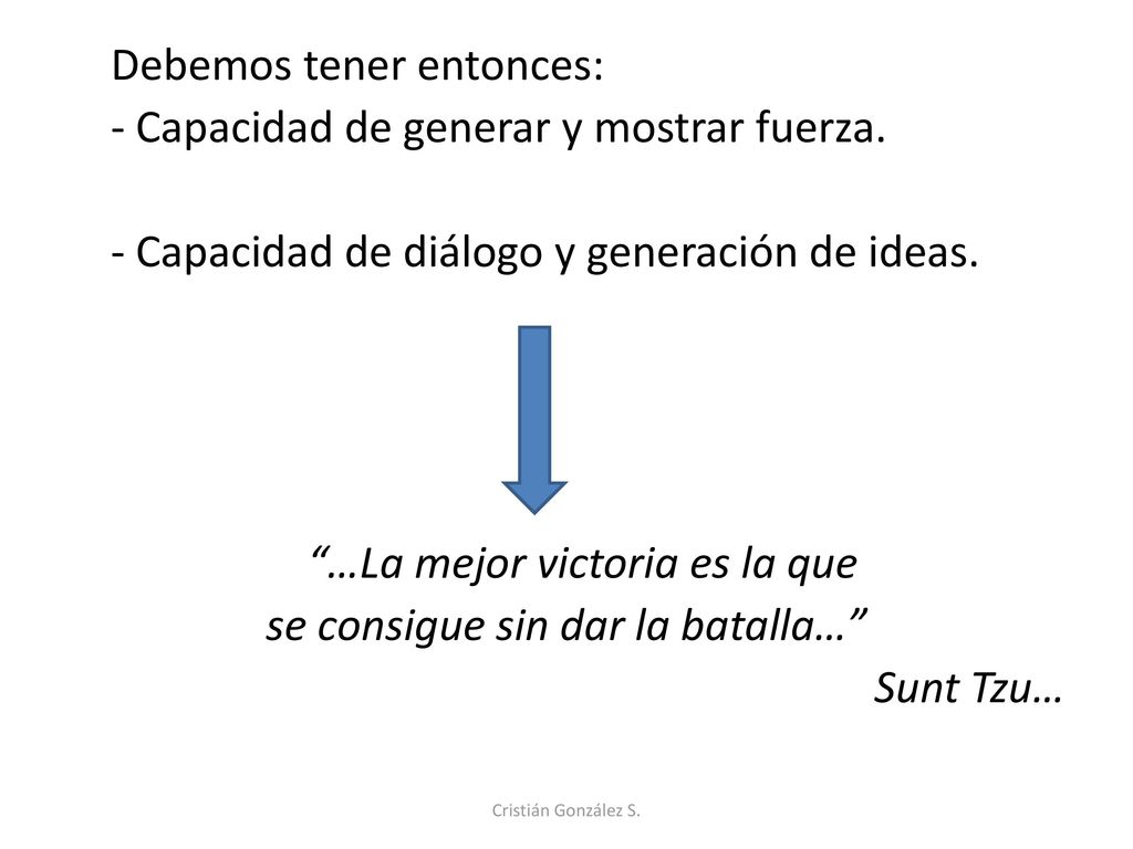 Debemos tener entonces: - Capacidad de generar y mostrar fuerza