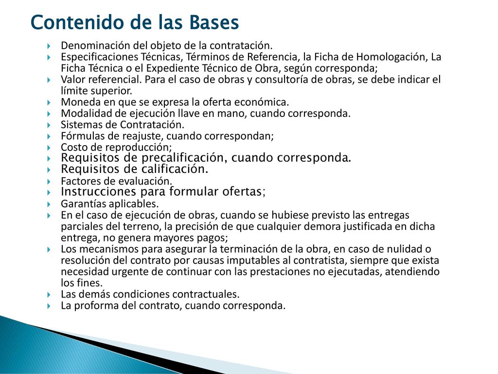 Contenido de las Bases Denominación del objeto de la contratación.