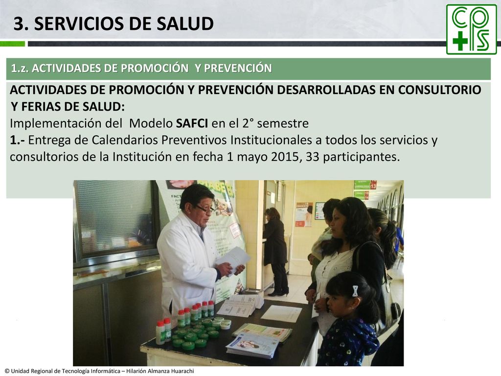 3. SERVICIOS DE SALUD 1.z. ACTIVIDADES DE PROMOCIÓN Y PREVENCIÓN.