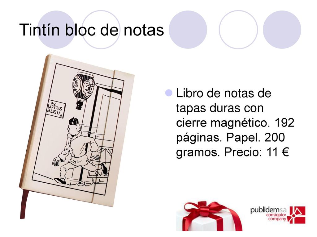 Tintín bloc de notas Libro de notas de tapas duras con cierre magnético.