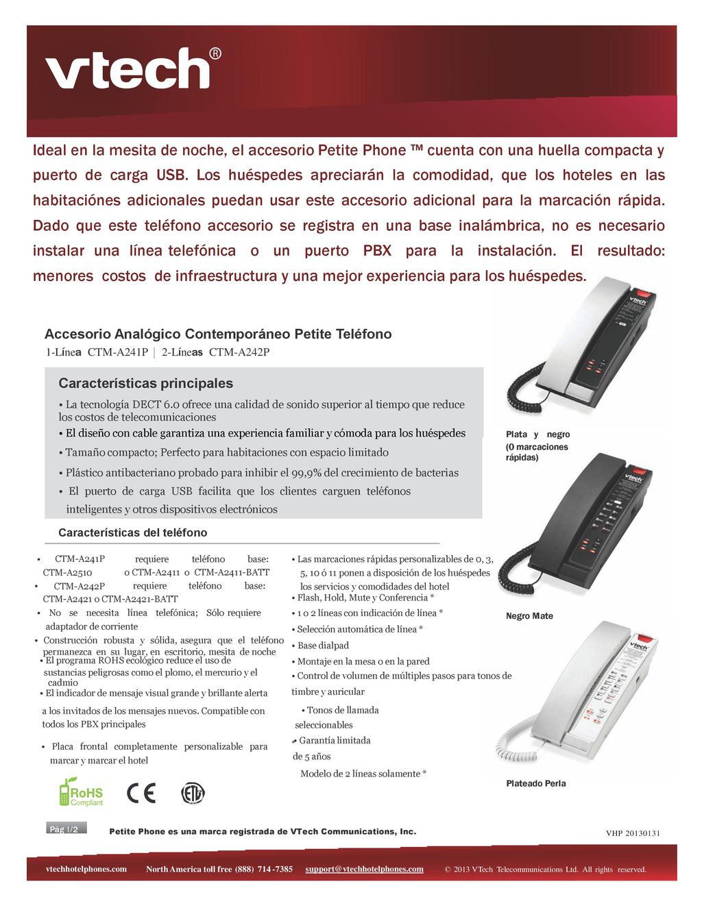 Ideal en la mesita de noche, el accesorio Petite Phone ™ cuenta con una huella compacta y