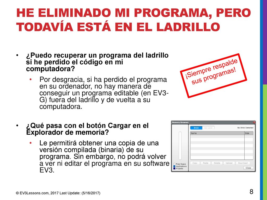 He eliminado mi programa, pero todavía está en el ladrillo