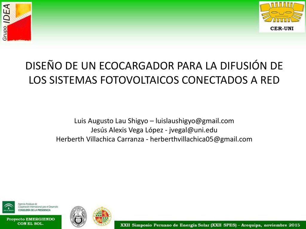 DISEÑO DE UN ECOCARGADOR PARA LA DIFUSIÓN DE LOS SISTEMAS FOTOVOLTAICOS CONECTADOS A RED