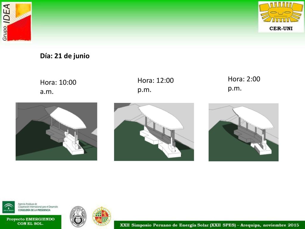 Día: 21 de junio Hora: 12:00 p.m. Hora: 2:00 p.m. Hora: 10:00 a.m.