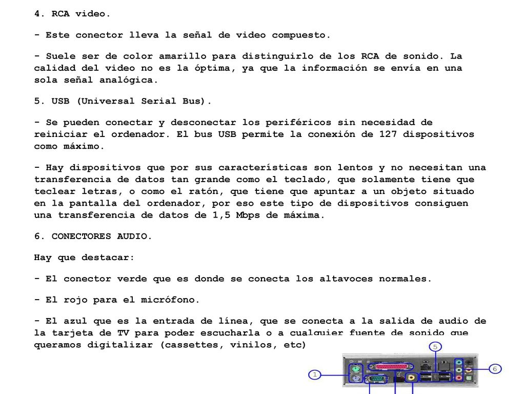 - Este conector lleva la señal de video compuesto.