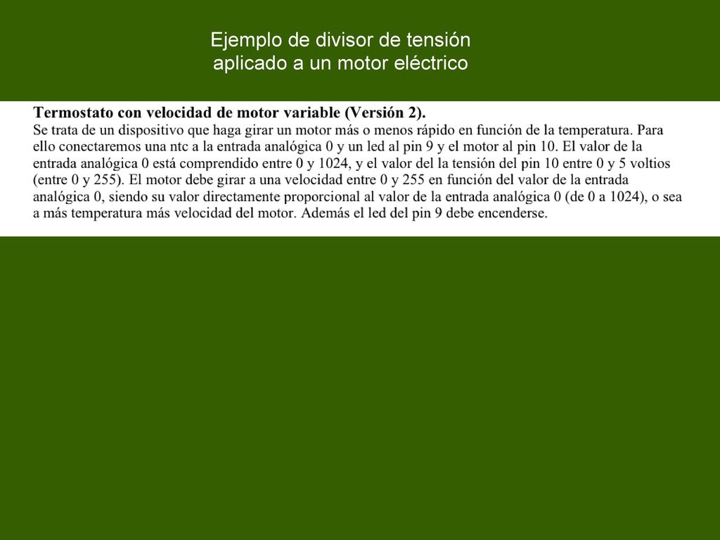 Ejemplo de divisor de tensión aplicado a un motor eléctrico