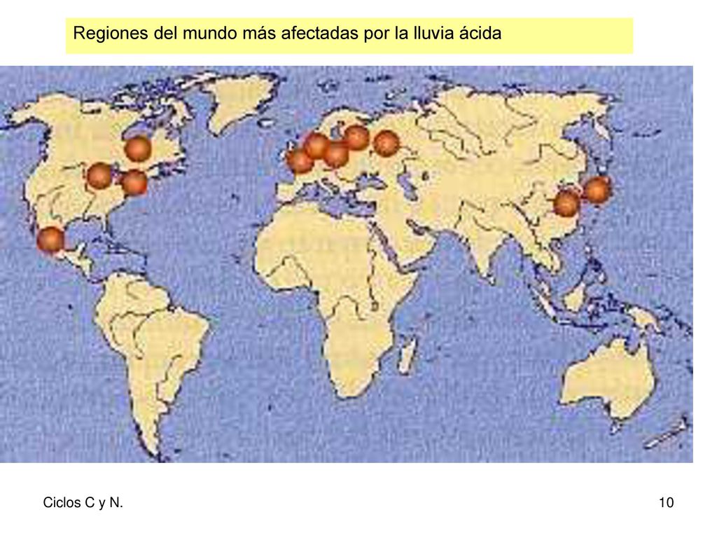Regiones del mundo más afectadas por la lluvia ácida