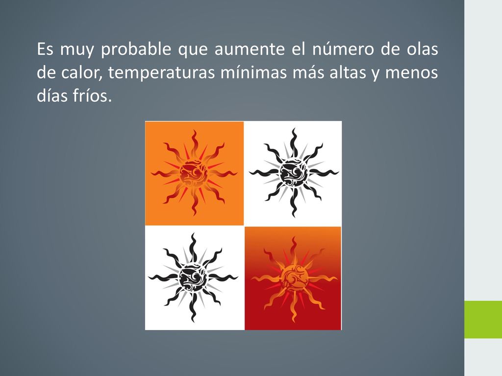 Es muy probable que aumente el número de olas de calor, temperaturas mínimas más altas y menos días fríos.