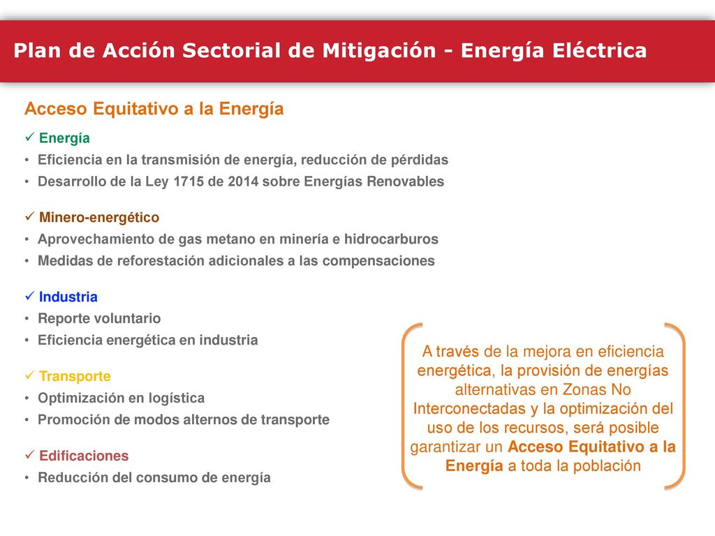 Plan de Acción Sectorial de Mitigación - Energía Eléctrica