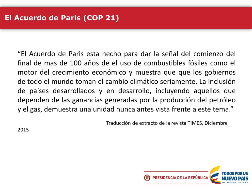 El Acuerdo de Paris (COP 21)