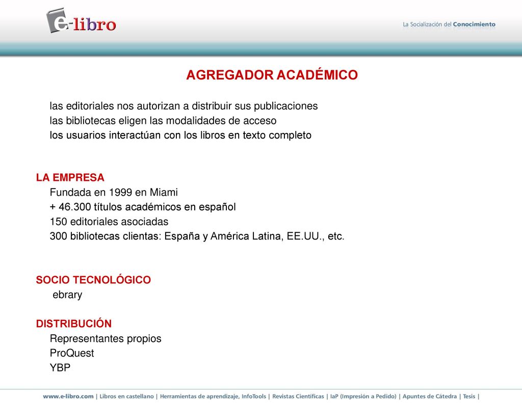 AGREGADOR ACADÉMICO las editoriales nos autorizan a distribuir sus publicaciones. las bibliotecas eligen las modalidades de acceso.
