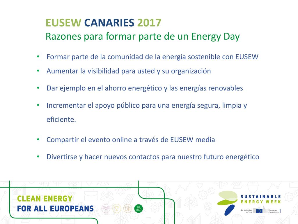 EUSEW CANARIES 2017 Razones para formar parte de un Energy Day