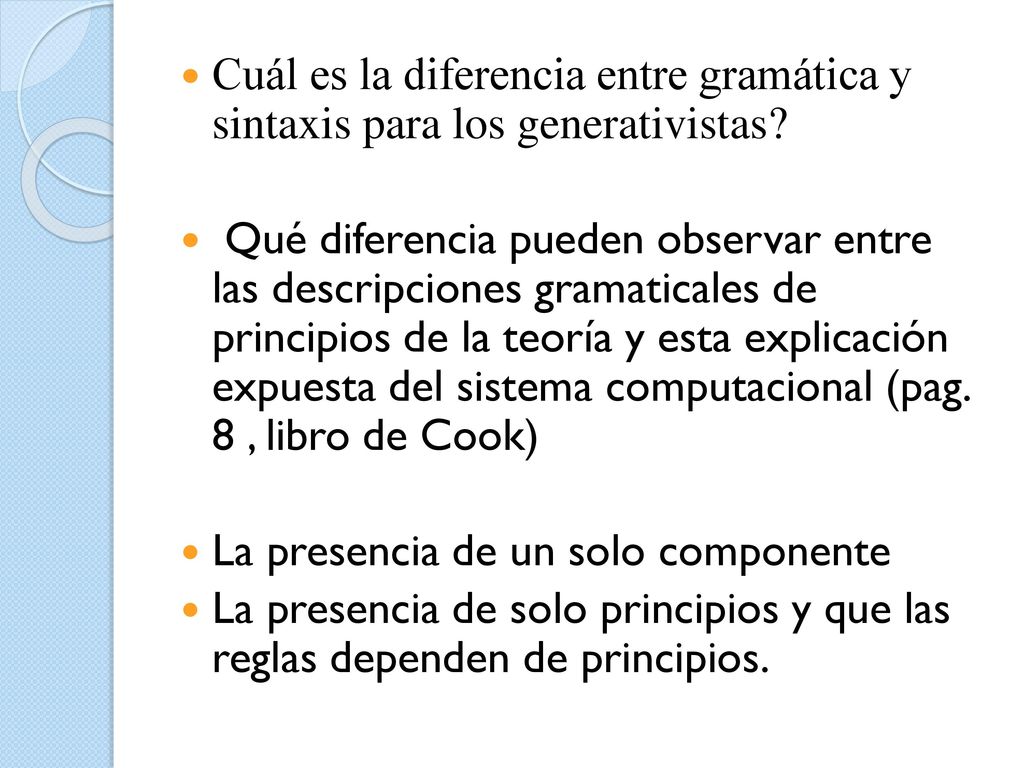 Cuál es la diferencia entre gramática y sintaxis para los generativistas
