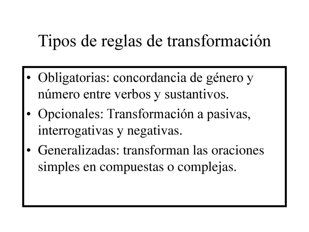 Tipos de reglas de transformación