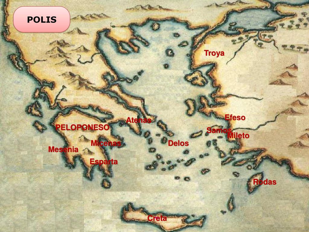 POLIS Troya Efeso Atenas PELOPONESO Samos Mileto Micenas Delos Mesenia
