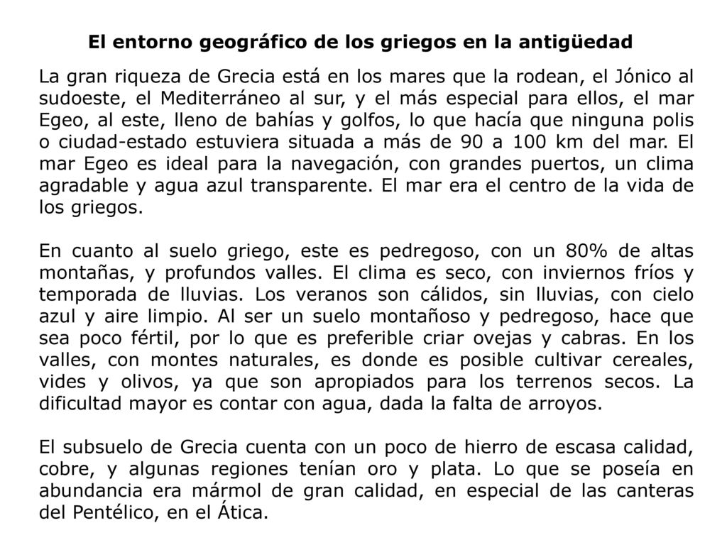 El entorno geográfico de los griegos en la antigüedad