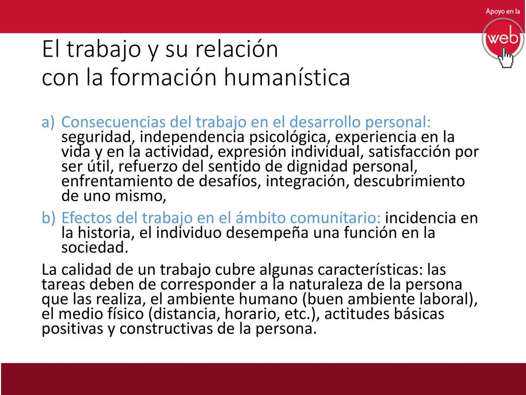 El trabajo y su relación con la formación humanística