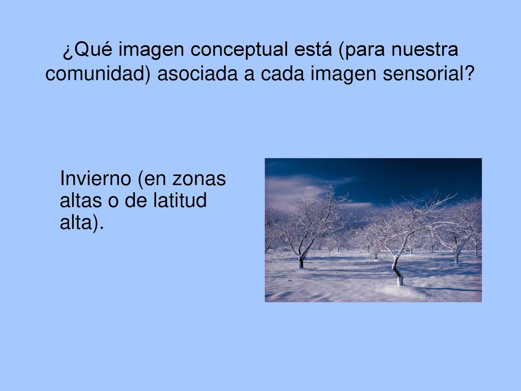 ¿Qué imagen conceptual está (para nuestra comunidad) asociada a cada imagen sensorial