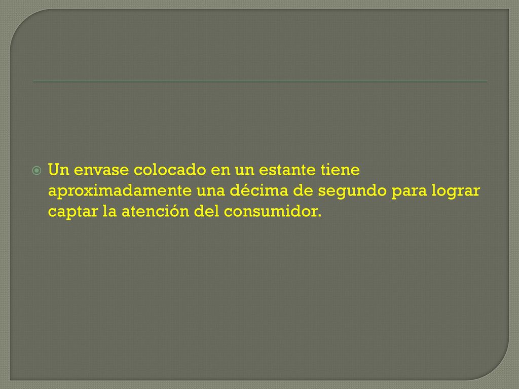 Un envase colocado en un estante tiene aproximadamente una décima de segundo para lograr captar la atención del consumidor.