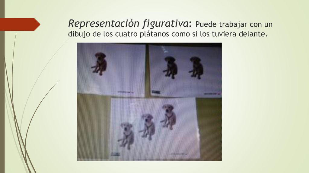 Representación figurativa: Puede trabajar con un dibujo de los cuatro plátanos como si los tuviera delante.