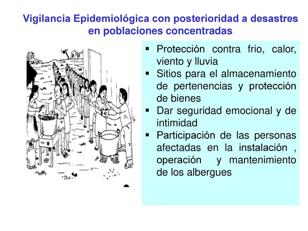 Vigilancia Epidemiológica con posterioridad a desastres en poblaciones concentradas