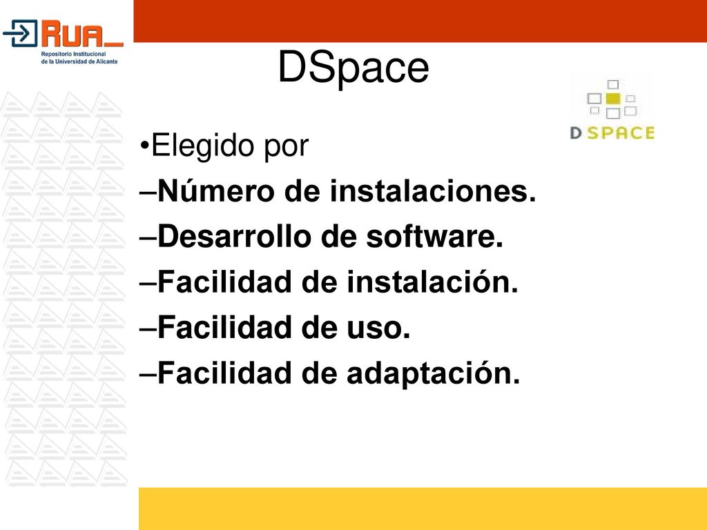 DSpace Elegido por Número de instalaciones. Desarrollo de software.