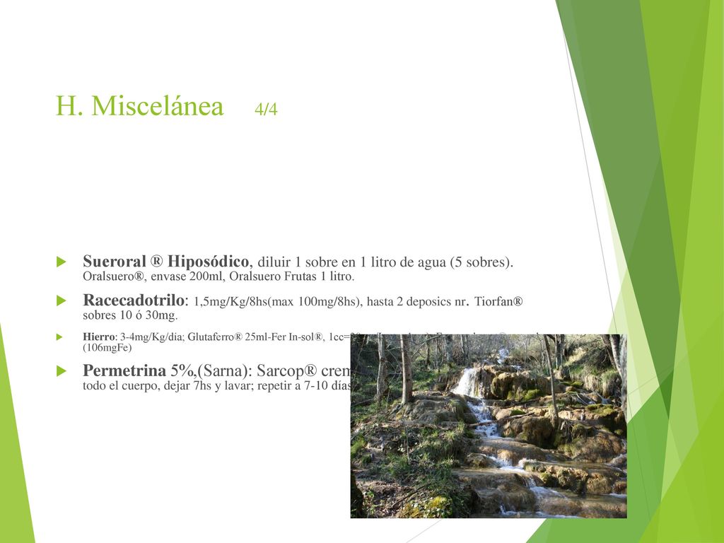 H. Miscelánea 4/4 Sueroral ® Hiposódico, diluir 1 sobre en 1 litro de agua (5 sobres). Oralsuero®, envase 200ml, Oralsuero Frutas 1 litro.
