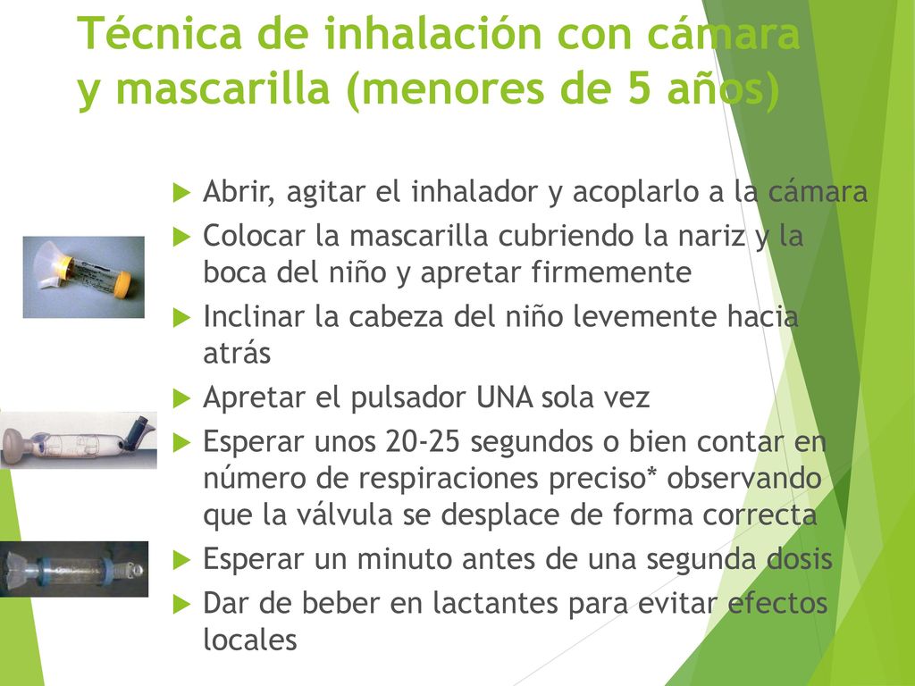 Técnica de inhalación con cámara y mascarilla (menores de 5 años)
