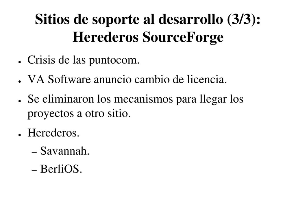 Sitios de soporte al desarrollo (3/3): Herederos SourceForge
