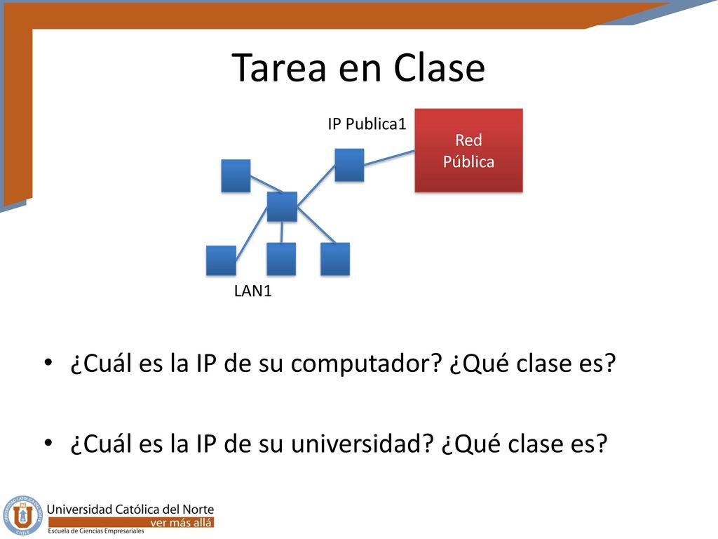 Tarea en Clase ¿Cuál es la IP de su computador ¿Qué clase es