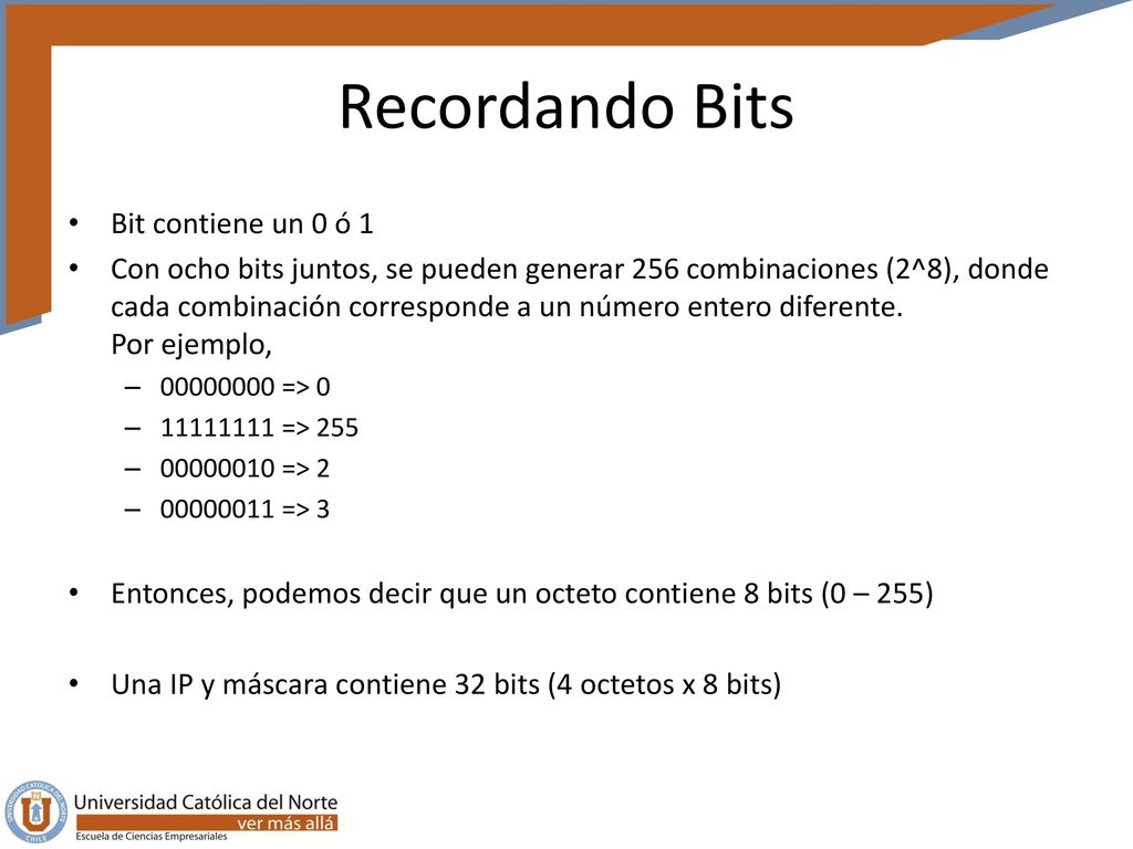 Recordando Bits Bit contiene un 0 ó 1