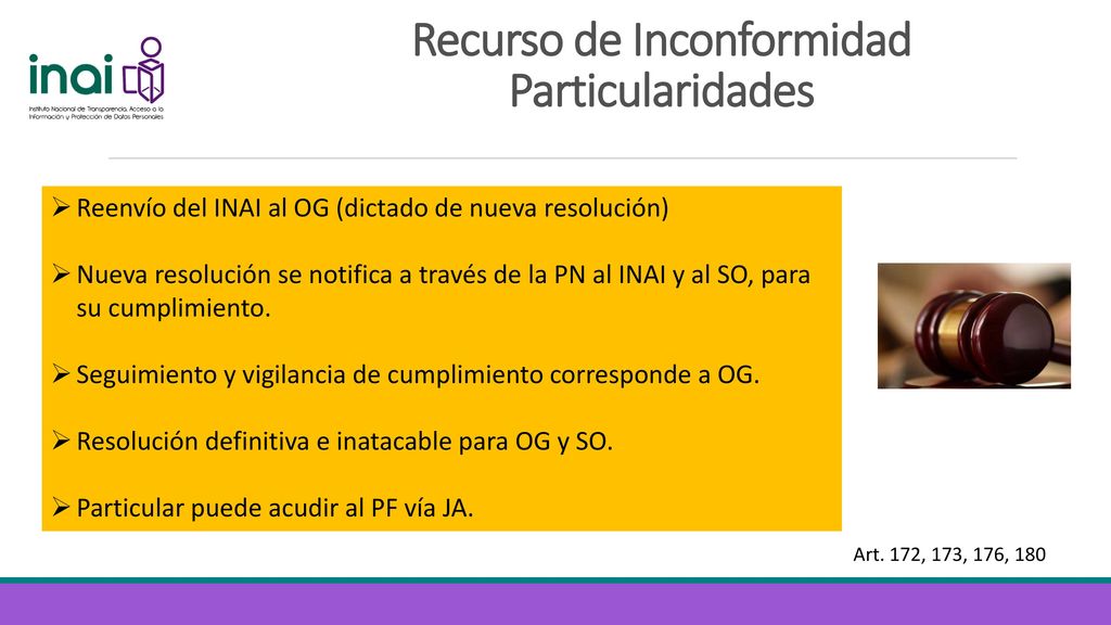 Recurso de Inconformidad Particularidades