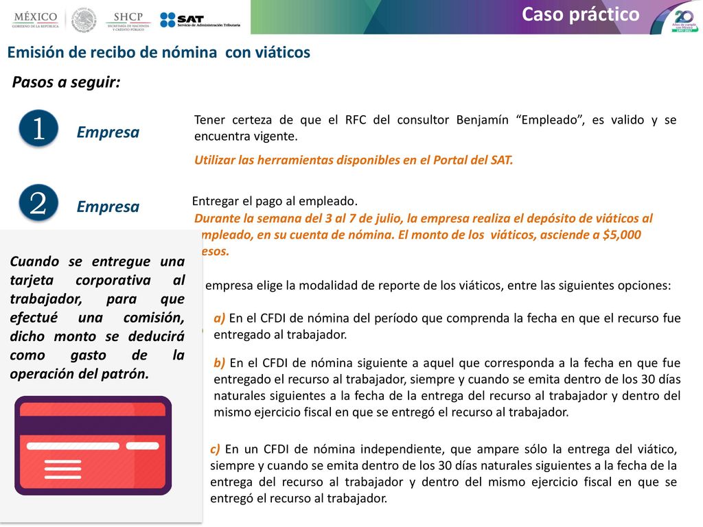 1 2 Caso práctico Emisión de recibo de nómina con viáticos