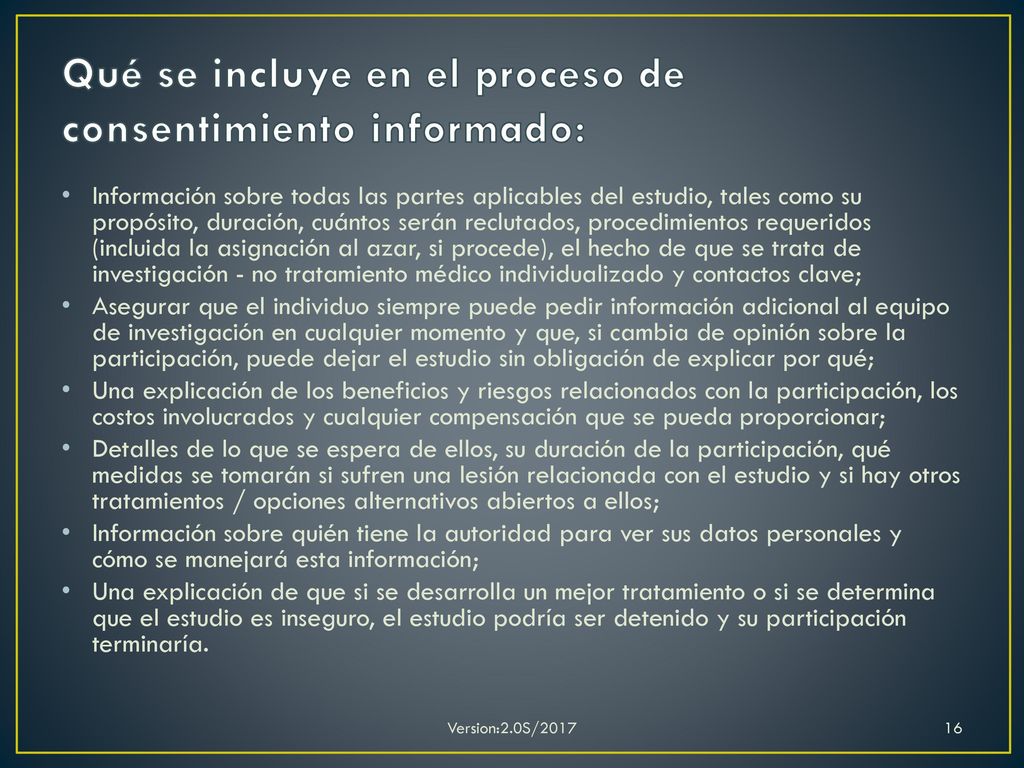 Qué se incluye en el proceso de consentimiento informado: