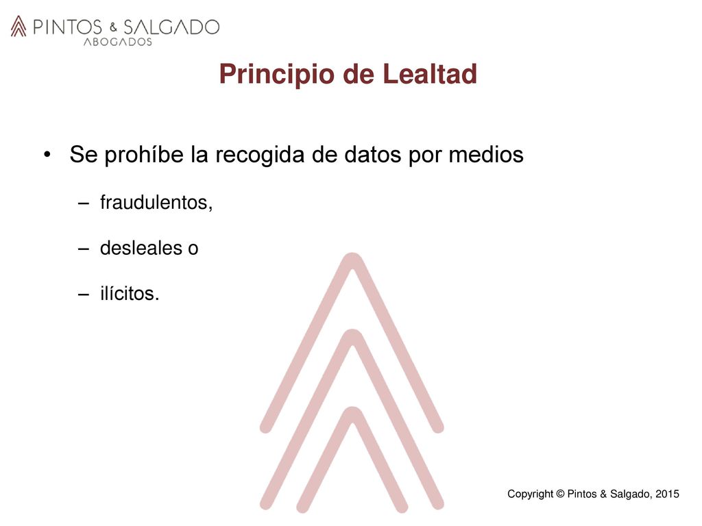 Principio de Lealtad Se prohíbe la recogida de datos por medios
