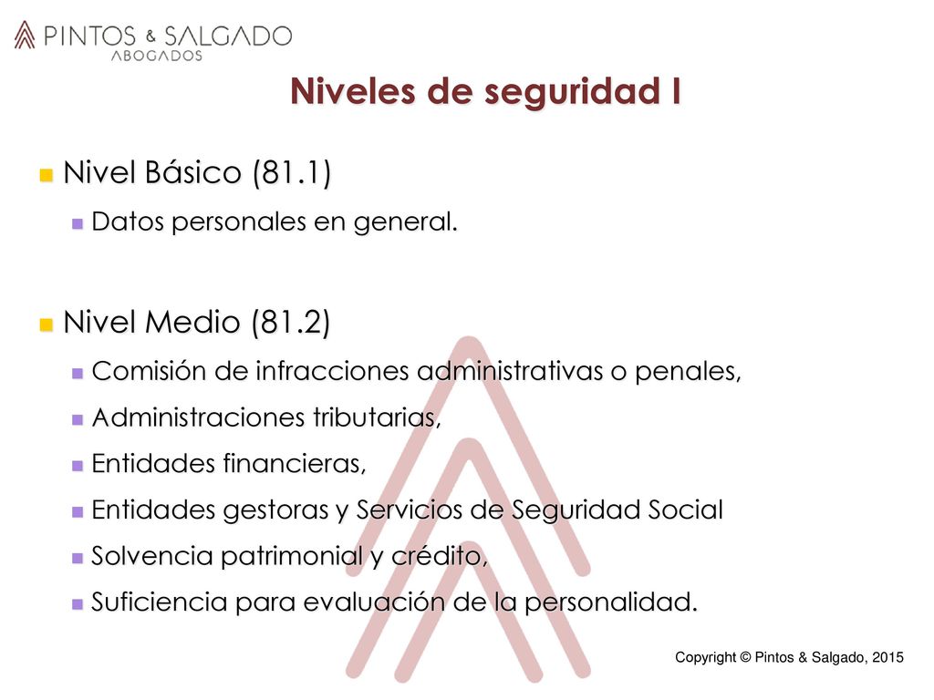 Niveles de seguridad I Nivel Básico (81.1) Nivel Medio (81.2)