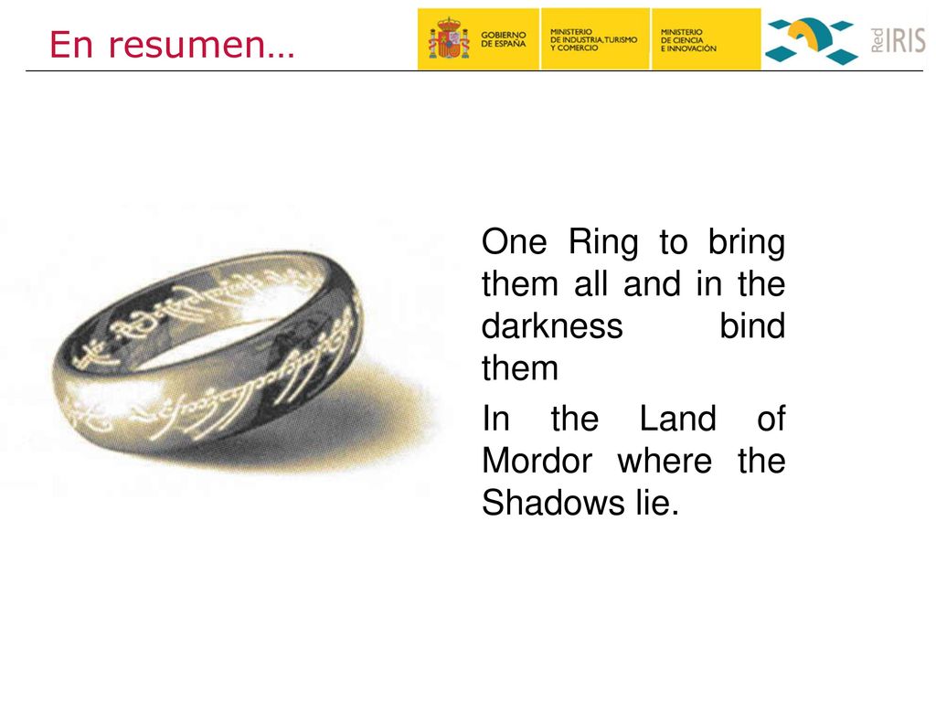 En resumen… One Ring to bring them all and in the darkness bind them