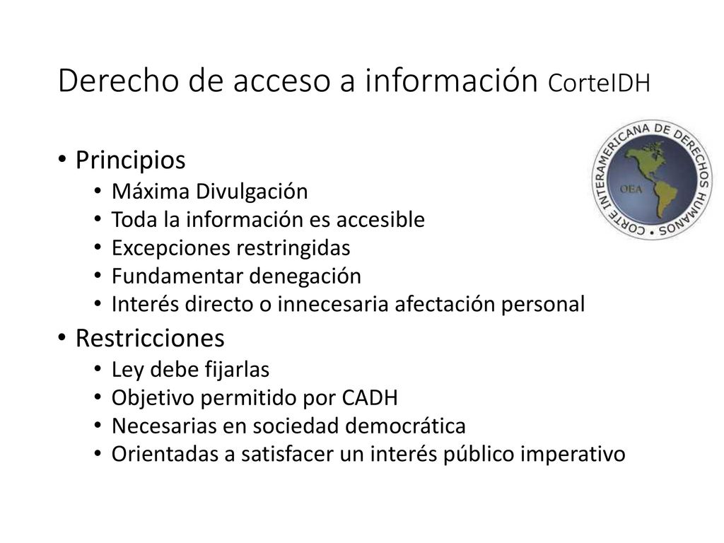 Derecho de acceso a información CorteIDH