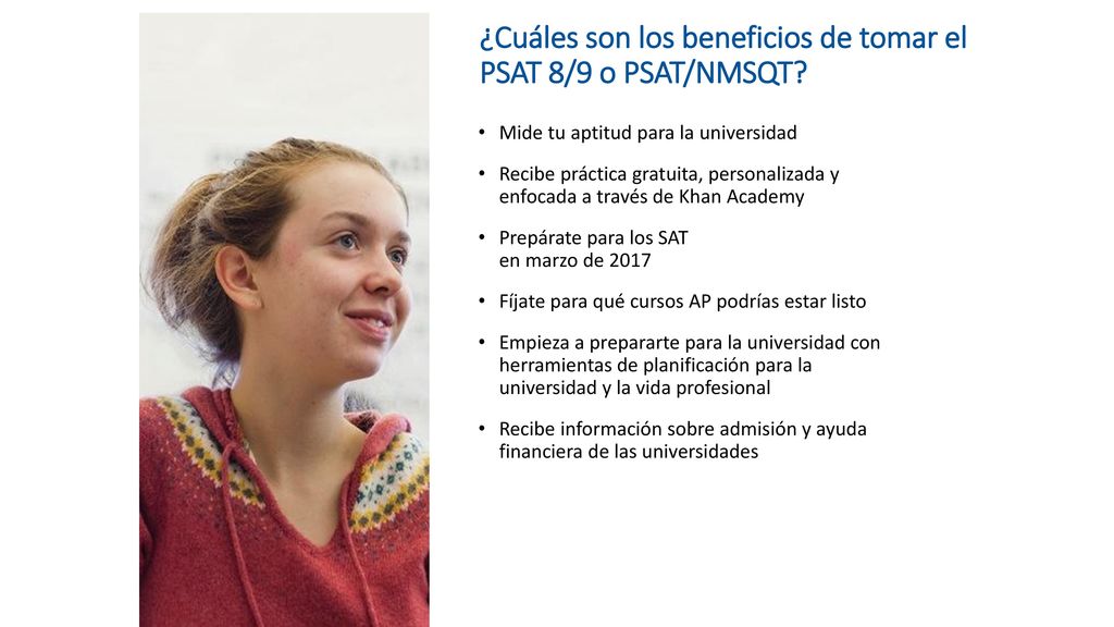 ¿Cuáles son los beneficios de tomar el PSAT 8/9 o PSAT/NMSQT