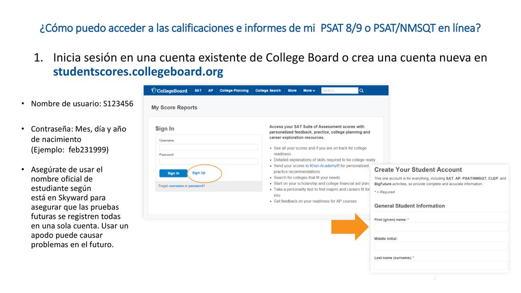 ¿Cómo puedo acceder a las calificaciones e informes de mi PSAT 8/9 o PSAT/NMSQT en línea
