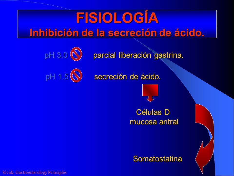 FISIOLOGÍA Inhibición de la secreción de ácido.