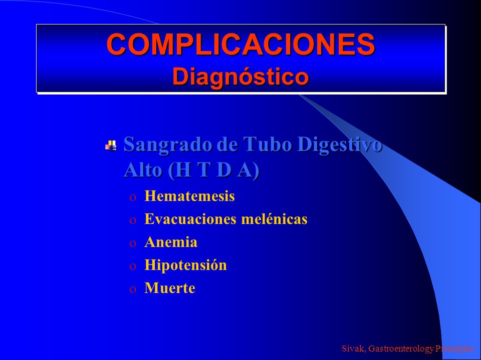 COMPLICACIONES Diagnóstico