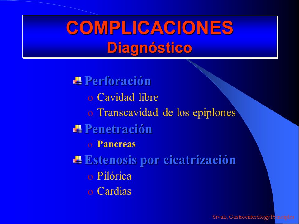 COMPLICACIONES Diagnóstico