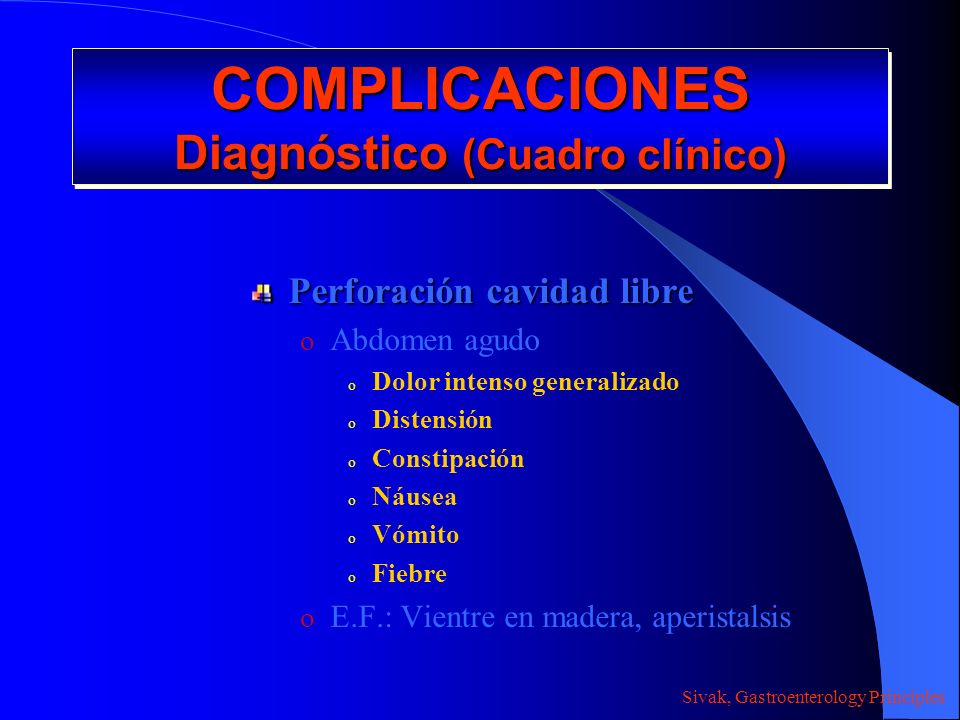 COMPLICACIONES Diagnóstico (Cuadro clínico)
