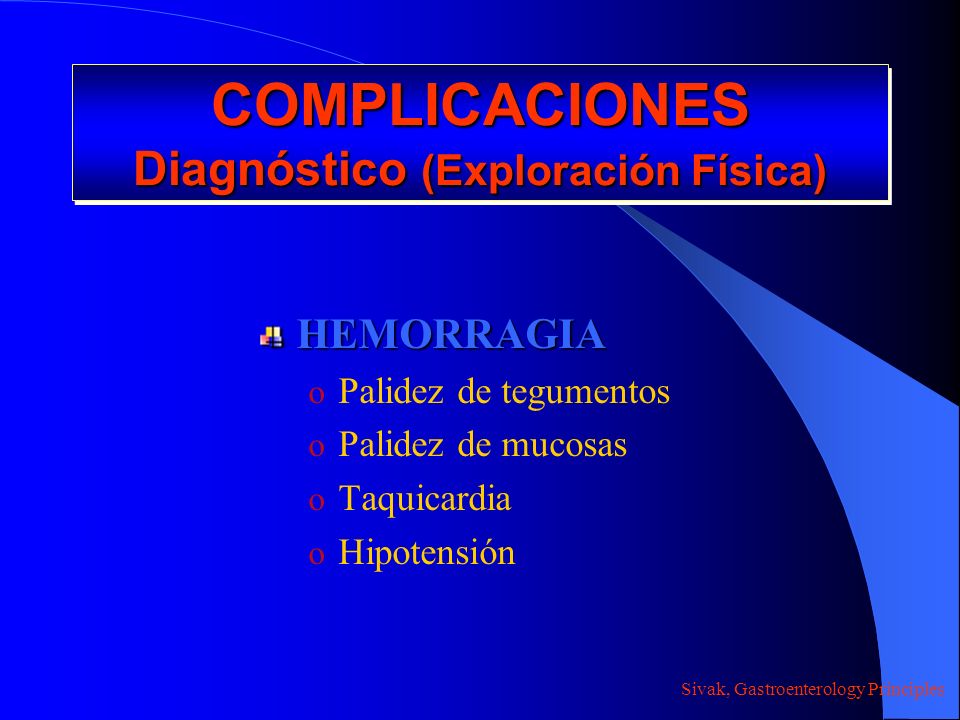 COMPLICACIONES Diagnóstico (Exploración Física)