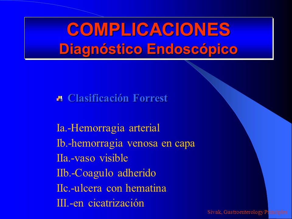 COMPLICACIONES Diagnóstico Endoscópico