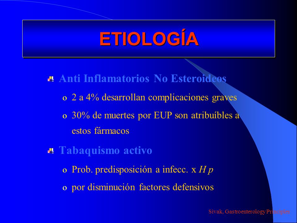 ETIOLOGÍA Anti Inflamatorios No Esteroideos Tabaquismo activo