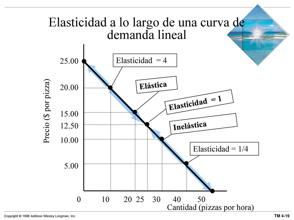 Elasticidad a lo largo de una curva de demanda lineal
