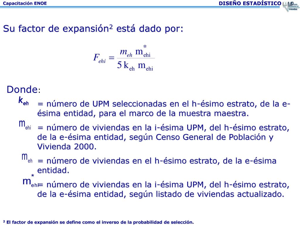 Donde: Su factor de expansión2 está dado por: